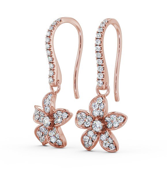 Floral Style Round Diamond Drop Earrings 18K Rose Gold ERG89_RG_THUMB1 