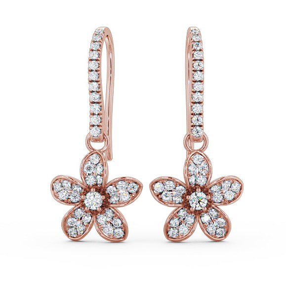 Rosa Drop Earrings Round Diamond Floral Style ERG89_RG_THUMB2 