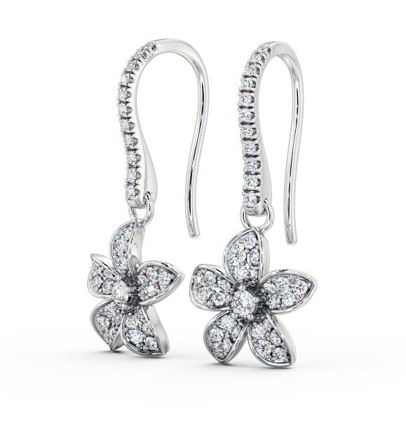 Floral Style Round Diamond Earrings 9K White Gold - Rosa ERG89_WG_THUMB1