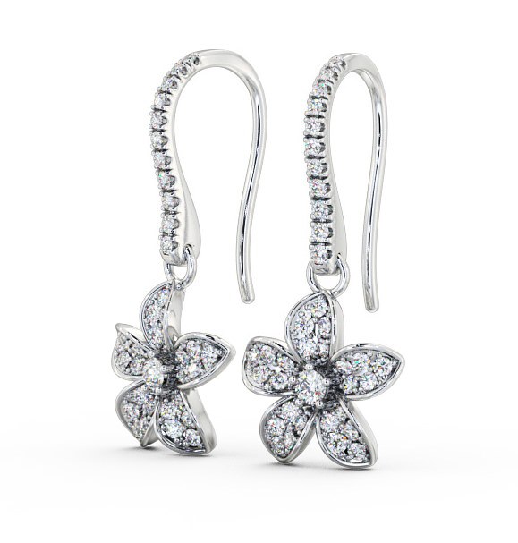 Floral Style Round Diamond Drop Earrings 9K White Gold ERG89_WG_THUMB1