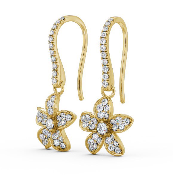 Floral Style Round Diamond Drop Earrings 9K Yellow Gold ERG89_YG_THUMB1