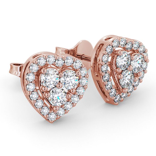 Heart Diamond Cluster Earrings 18K Rose Gold - Tulla ERG8_RG_FLAT