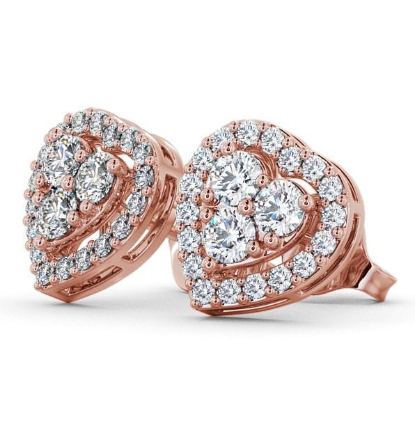Heart Design Round Diamond Cluster Earrings 9K Rose Gold ERG8_RG_THUMB1