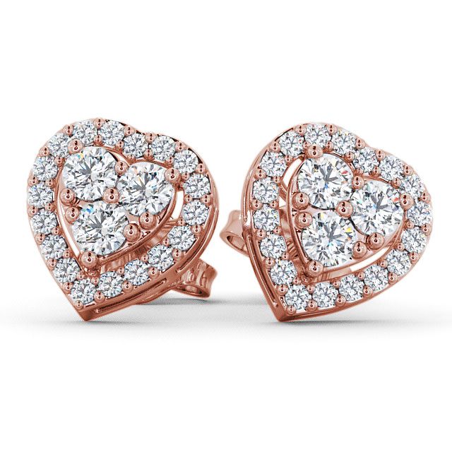 Heart Diamond Cluster Earrings 9K Rose Gold - Tulla ERG8_RG_UP
