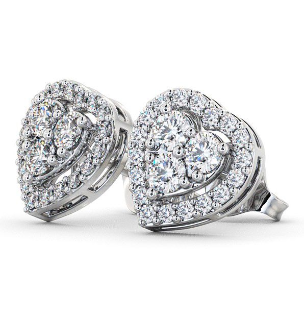 Heart Design Round Diamond Cluster Earrings 18K White Gold ERG8_WG_THUMB1 