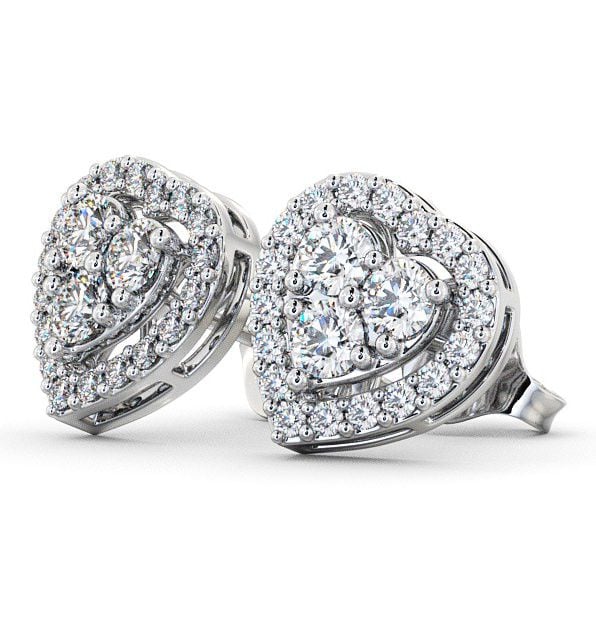 Heart Design Round Diamond Cluster Earrings 18K White Gold ERG8_WG_THUMB1