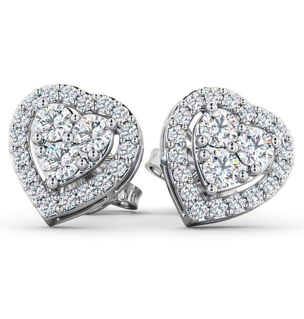  Heart Diamond Cluster Earrings 18K White Gold - Tulla ERG8_WG_THUMB2 