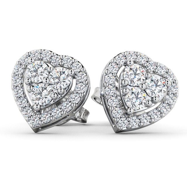 Heart Diamond Cluster Earrings 18K White Gold - Tulla ERG8_WG_UP