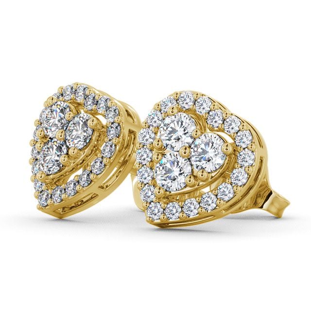 Heart Diamond Cluster Earrings 9K Yellow Gold - Tulla ERG8_YG_SIDE