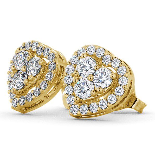 Heart Design Round Diamond Cluster Earrings 18K Yellow Gold ERG8_YG_THUMB1 