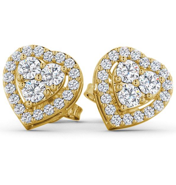 Heart Design Round Diamond Cluster Earrings 18K Yellow Gold ERG8_YG_THUMB2 