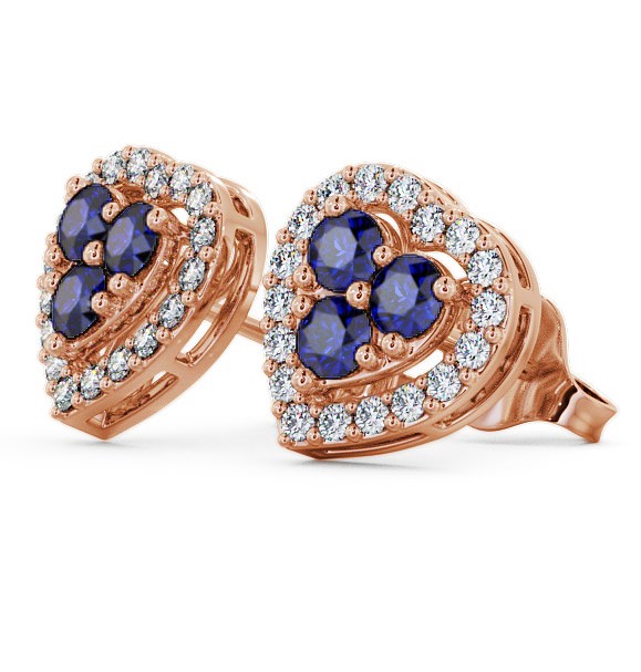 Halo Blue Sapphire and Diamond 1.26ct Earrings 9K Rose Gold ERG8GEM_RG_BS_THUMB1