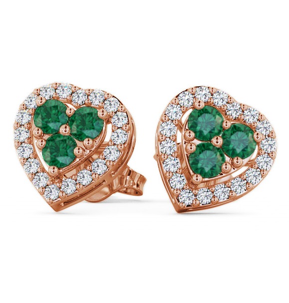  Halo Emerald and Diamond 1.08ct Earrings 18K Rose Gold - Tulla ERG8GEM_RG_EM_THUMB2 