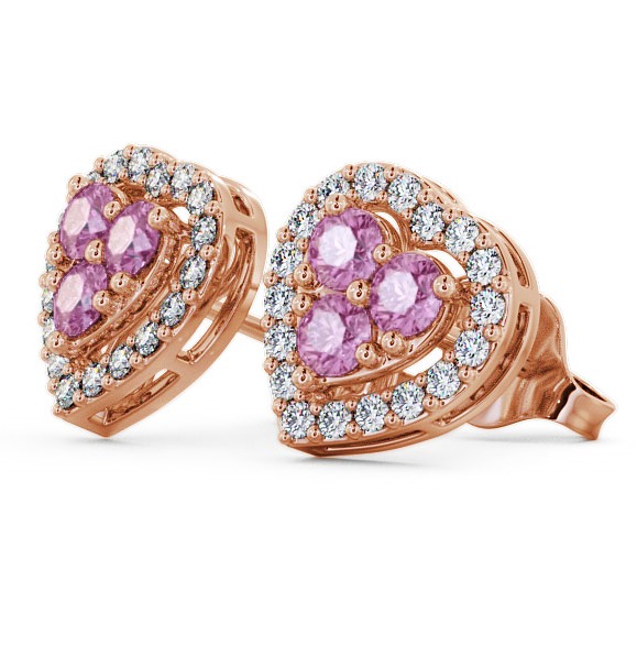 Halo Pink Sapphire and Diamond 1.26ct Earrings 9K Rose Gold - Tulla ERG8GEM_RG_PS_THUMB1