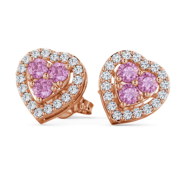 Halo Pink Sapphire and Diamond 1.26ct Earrings 18K Rose Gold - Tulla ERG8GEM_RG_PS_UP