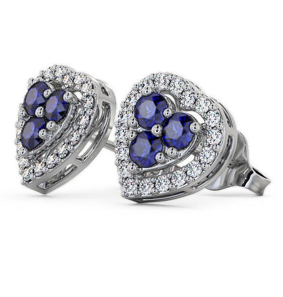 Halo Blue Sapphire and Diamond 1.26ct Earrings 9K White Gold ERG8GEM_WG_BS_THUMB1