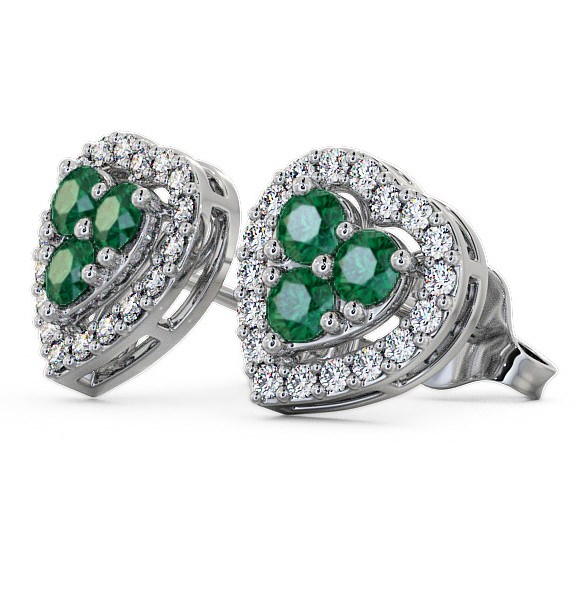 Halo Emerald and Diamond 1.08ct Earrings 9K White Gold ERG8GEM_WG_EM_THUMB1