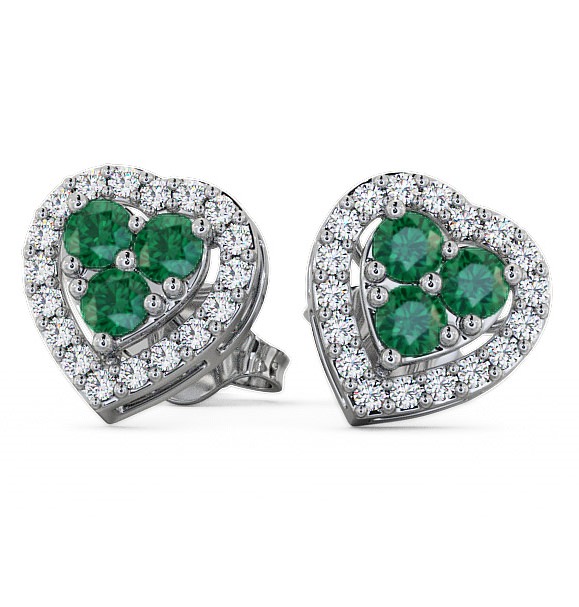  Halo Emerald and Diamond 1.08ct Earrings 9K White Gold - Tulla ERG8GEM_WG_EM_THUMB2 
