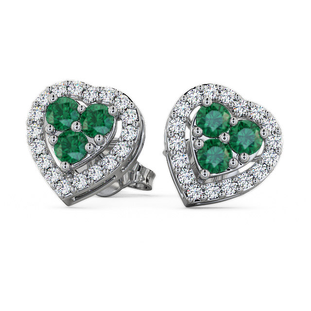 Halo Emerald and Diamond 1.08ct Earrings 18K White Gold - Tulla ERG8GEM_WG_EM_UP