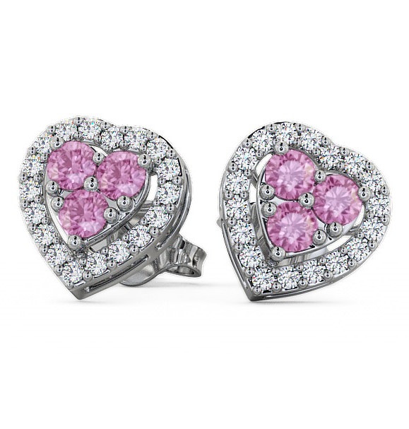  Halo Pink Sapphire and Diamond 1.26ct Earrings 18K White Gold - Tulla ERG8GEM_WG_PS_THUMB2 
