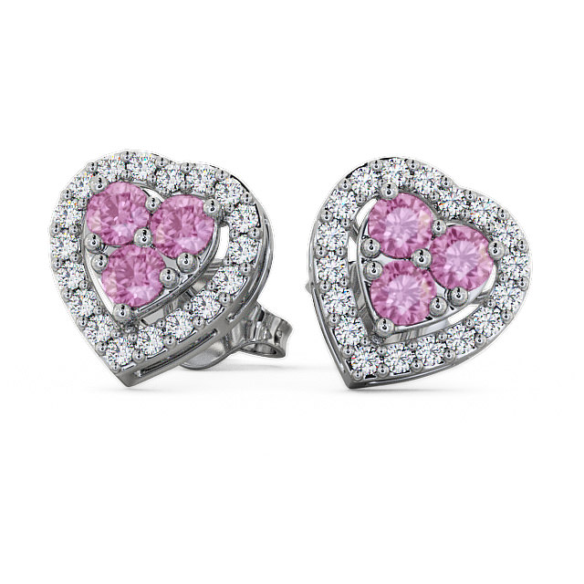 Halo Pink Sapphire and Diamond 1.26ct Earrings 9K White Gold - Tulla ERG8GEM_WG_PS_UP