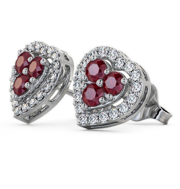 Halo Ruby and Diamond 1.26ct Earrings 9K White Gold ERG8GEM_WG_RU_THUMB1