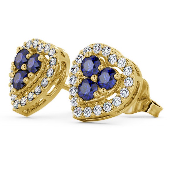  Halo Blue Sapphire and Diamond 1.26ct Earrings 18K Yellow Gold - Tulla ERG8GEM_YG_BS_THUMB1 