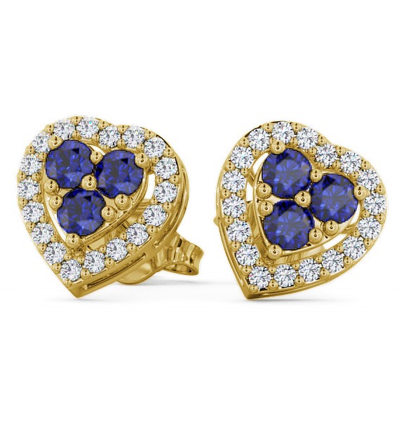  Halo Blue Sapphire and Diamond 1.26ct Earrings 18K Yellow Gold - Tulla ERG8GEM_YG_BS_THUMB2 