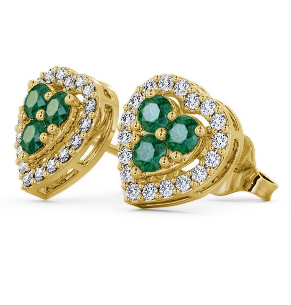 Halo Emerald and Diamond 1.08ct Earrings 9K Yellow Gold - Tulla ERG8GEM_YG_EM_THUMB1