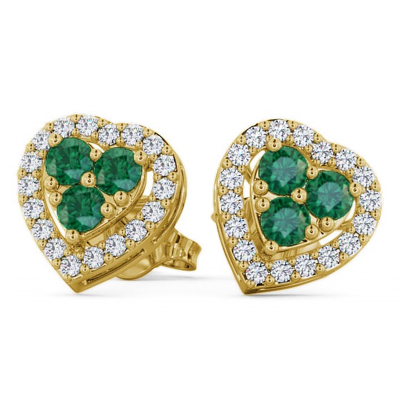  Halo Emerald and Diamond 1.08ct Earrings 18K Yellow Gold - Tulla ERG8GEM_YG_EM_THUMB2 