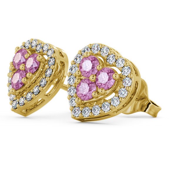 Halo Pink Sapphire and Diamond 1.26ct Earrings 9K Yellow Gold ERG8GEM_YG_PS_THUMB1 
