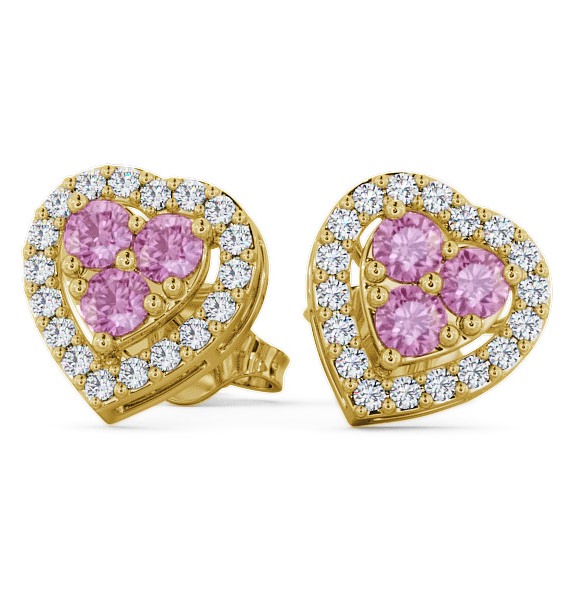  Halo Pink Sapphire and Diamond 1.26ct Earrings 18K Yellow Gold - Tulla ERG8GEM_YG_PS_THUMB2 