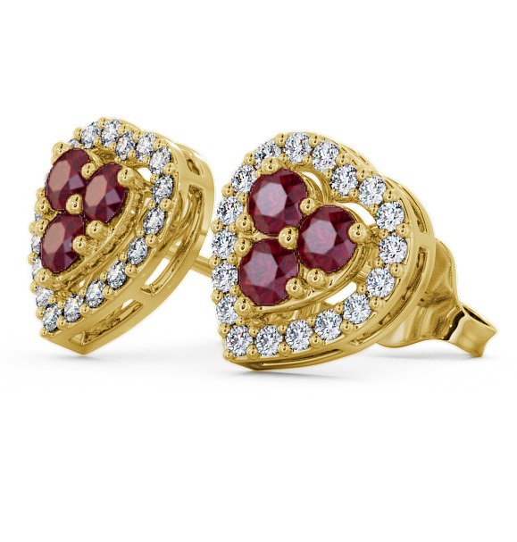 Halo Ruby and Diamond 1.26ct Earrings 9K Yellow Gold ERG8GEM_YG_RU_THUMB1