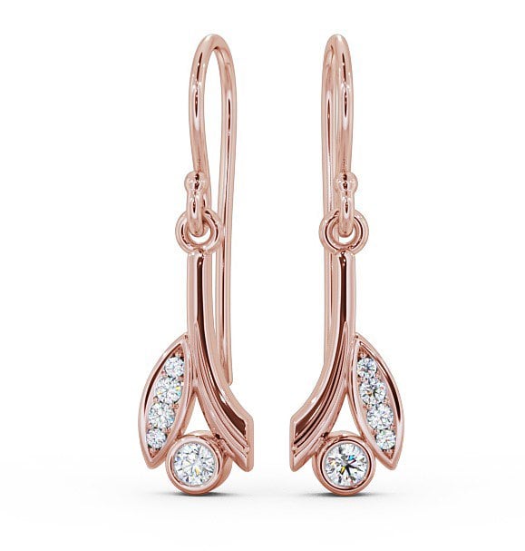 Drop Round Diamond Earrings 18K Rose Gold - Zarina ERG90_RG_THUMB2 