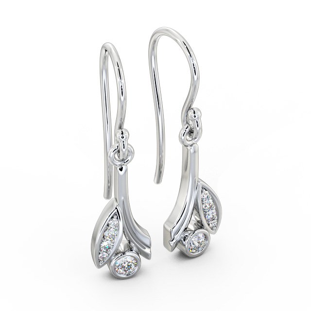 Drop Round Diamond Earrings 9K White Gold - Zarina ERG90_WG_FLAT