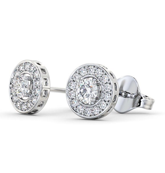 Halo Round Diamond Earrings 18K White Gold - Minerva ERG91_WG_THUMB1