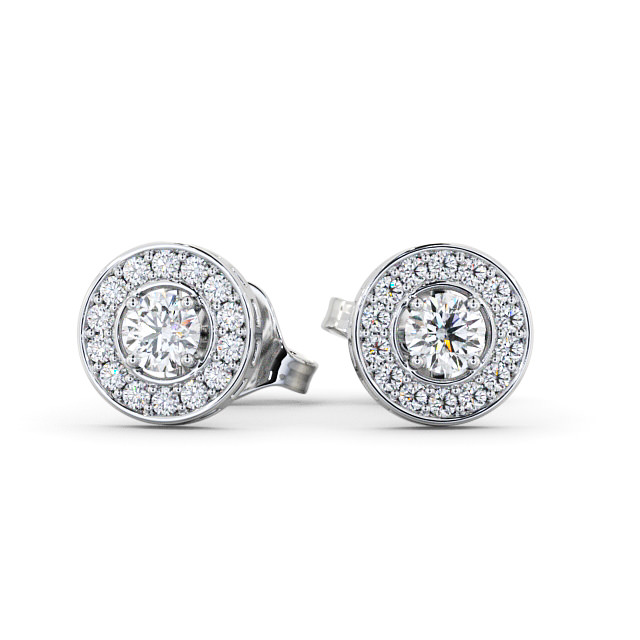 Halo Round Diamond Earrings 18K White Gold - Minerva ERG91_WG_UP