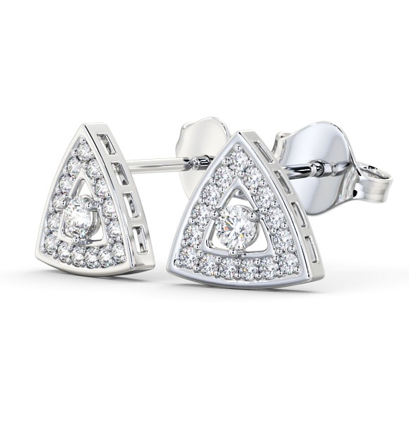 Halo Round Diamond Triangle Design Earrings 9K White Gold ERG92_WG_THUMB1 