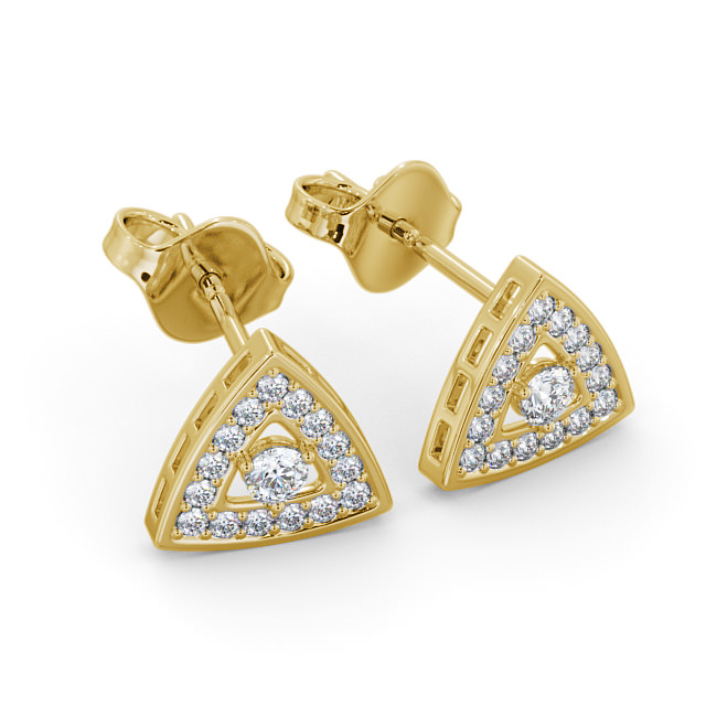 Halo Round Diamond Earrings 18K Yellow Gold - Trelos ERG92_YG_FLAT