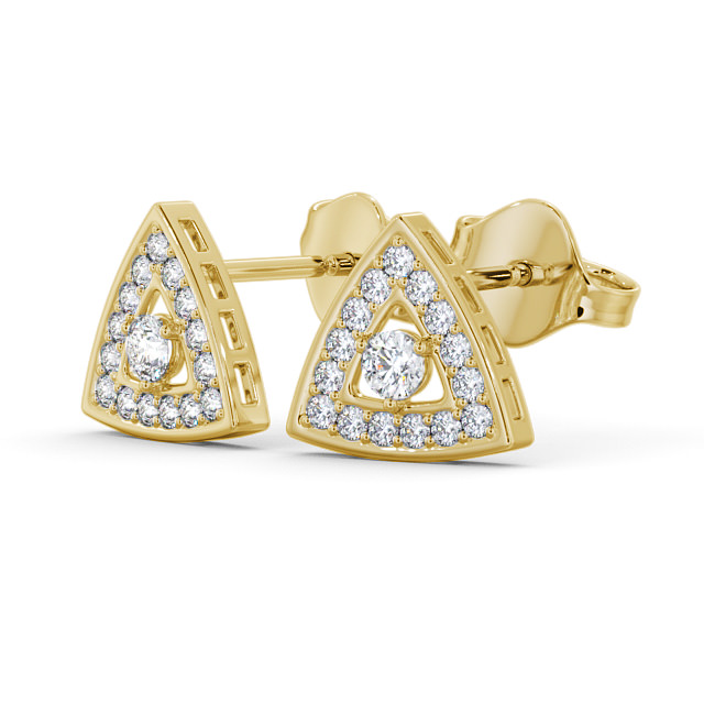 Halo Round Diamond Earrings 9K Yellow Gold - Trelos ERG92_YG_SIDE