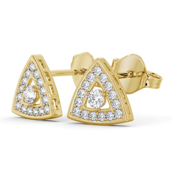 Halo Round Diamond Triangle Design Earrings 9K Yellow Gold ERG92_YG_THUMB1 