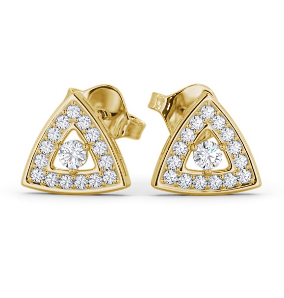 Halo Round Diamond Triangle Design Earrings 9K Yellow Gold ERG92_YG_THUMB2 