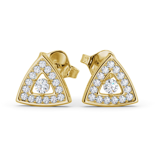 Halo Round Diamond Earrings 18K Yellow Gold - Trelos ERG92_YG_UP