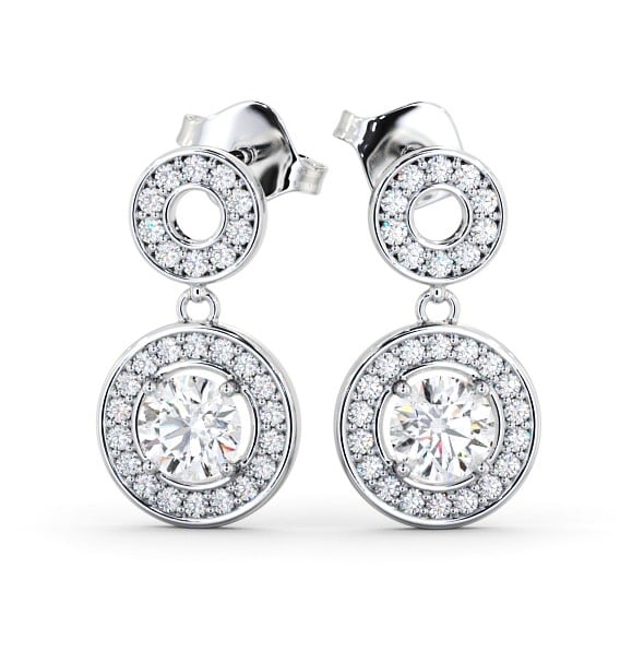  Drop Halo Round Diamond Earrings 18K White Gold - Clairette ERG93_WG_THUMB2 