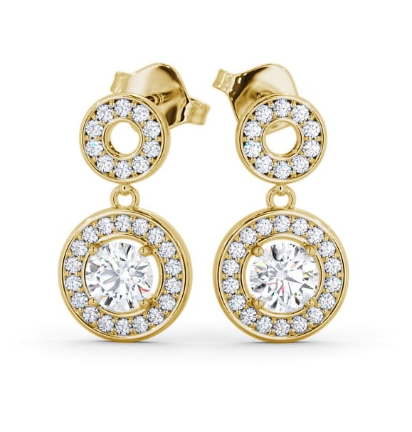  Drop Halo Round Diamond Earrings 9K Yellow Gold - Clairette ERG93_YG_THUMB2 