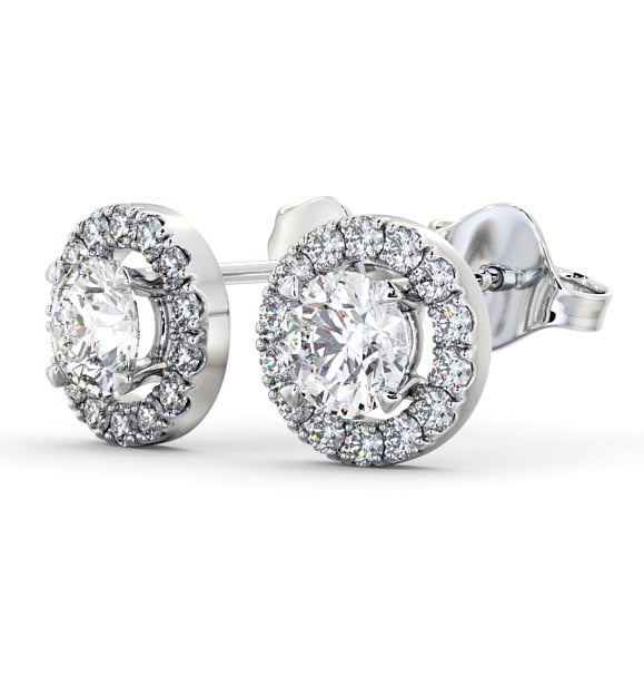 Halo Round Diamond Earrings 18K White Gold - Adalie ERG94_WG_THUMB1