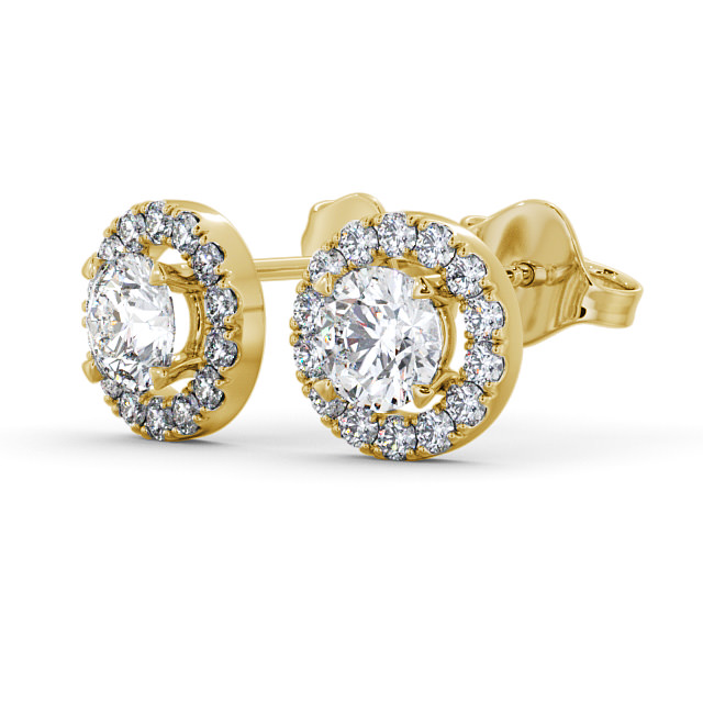 Halo Round Diamond Earrings 18K Yellow Gold - Adalie