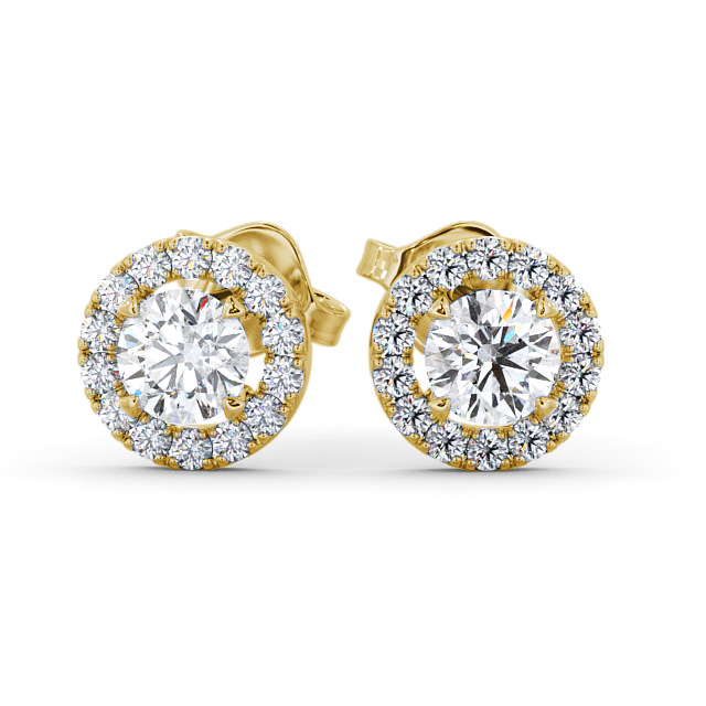 Halo Round Diamond Earrings 18K Yellow Gold - Adalie ERG94_YG_UP