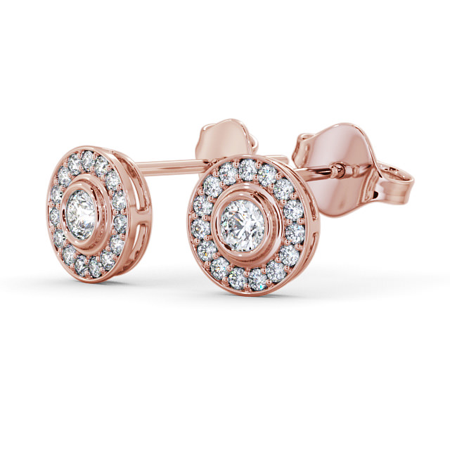 Halo Round Diamond Earrings 9K Rose Gold - Odette ERG95_RG_SIDE
