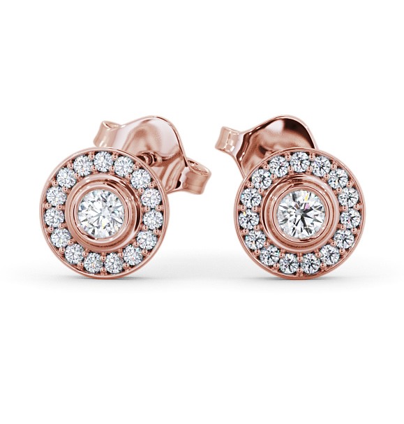  Halo Round Diamond Earrings 18K Rose Gold - Odette ERG95_RG_THUMB2 
